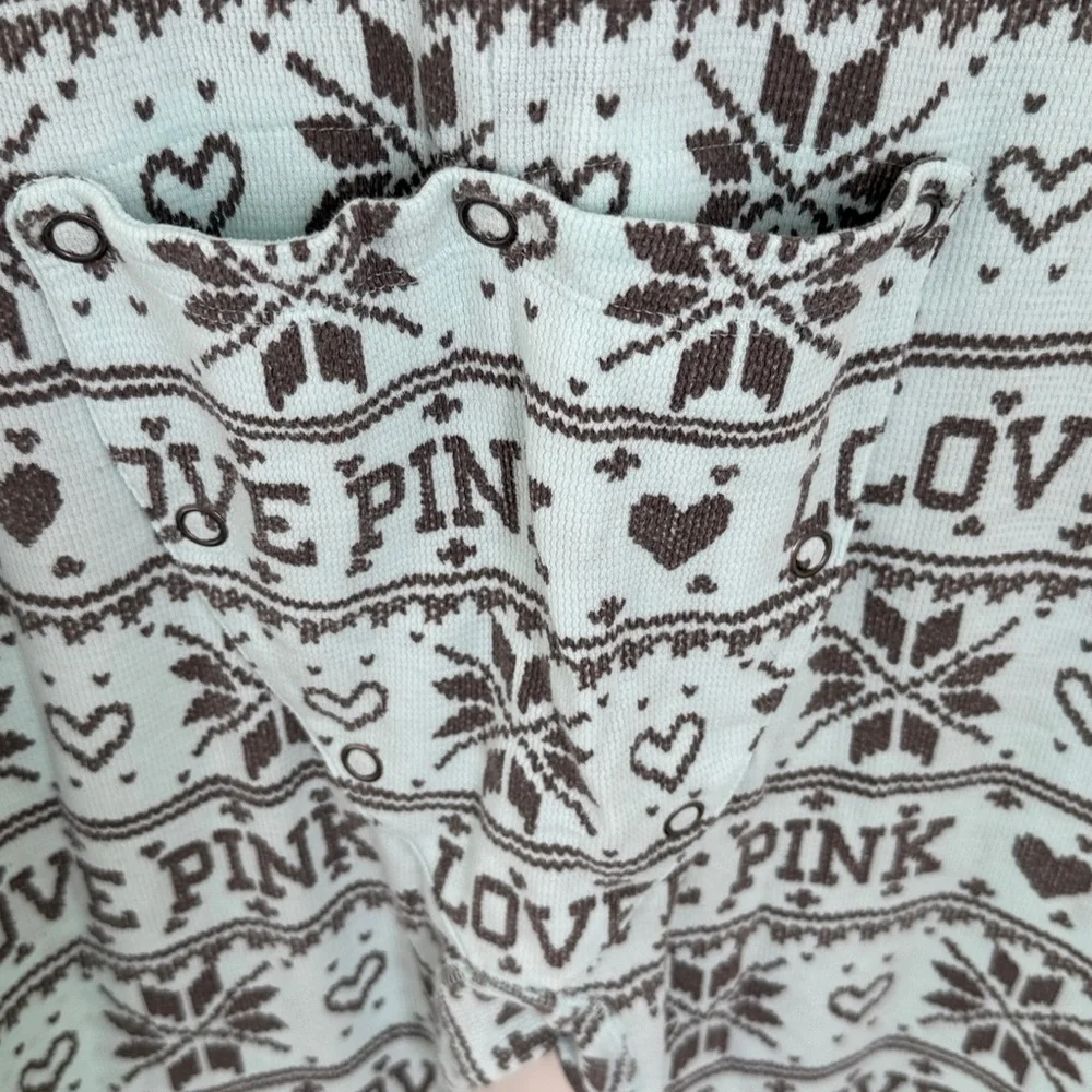 Pink Victoria's Secret Fair Isle Thermal Onesie Long Johns  Butt Flap - Medium